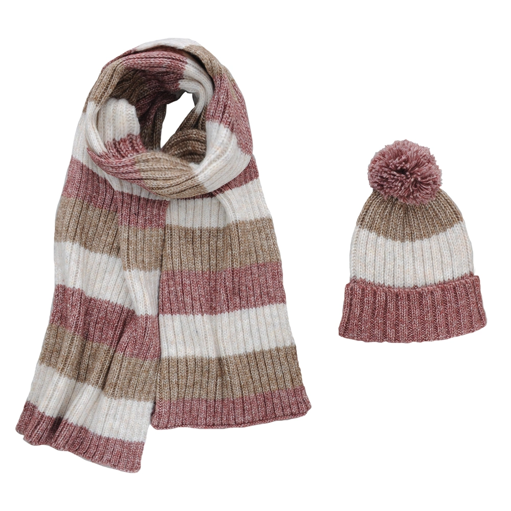 Winter Hat Set Lady Other Scarves Soft Striped Scarf